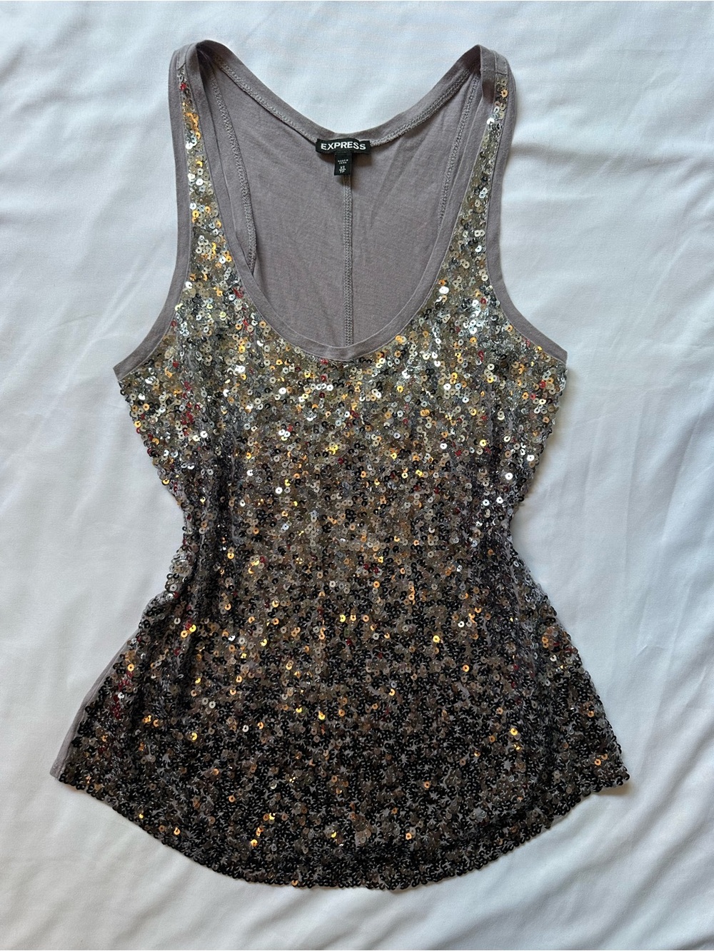 Express Grey Sequined Tank Top